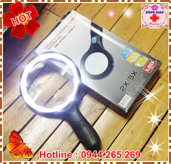 Kính lúp cầm tay có 10 đèn LED của Đức DG-26A