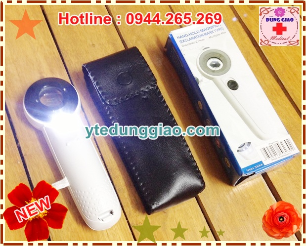 Kính lúp cầm tay có 2 đèn LED của Đức MG6B-1